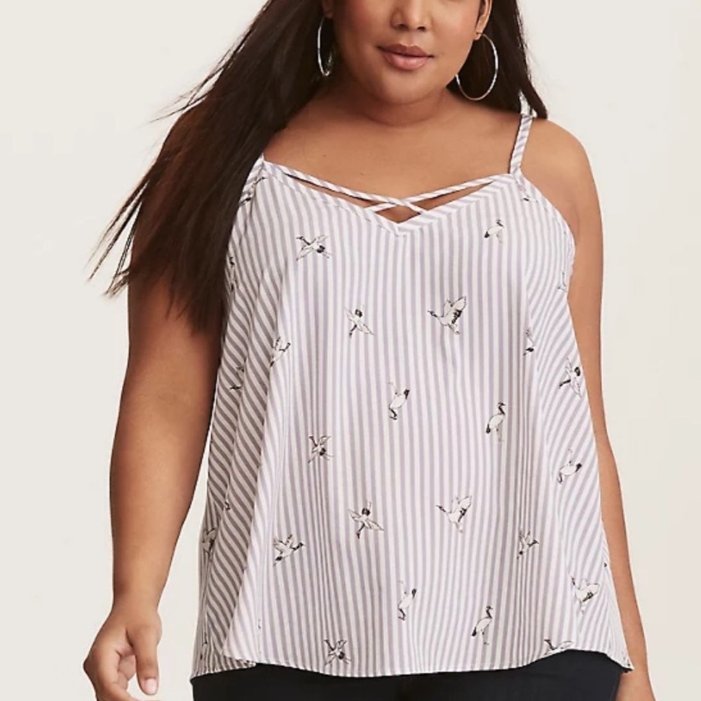 Torrid Grey & White Striped Crane Cami